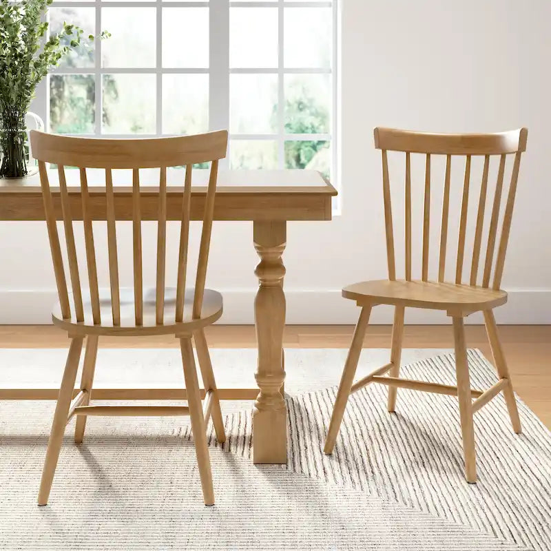 Natural Wood High Back Spindle Dining Chair - 225 lbs Capacity