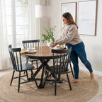 Natural Wood High Back Spindle Dining Chair - 225 lbs Capacity