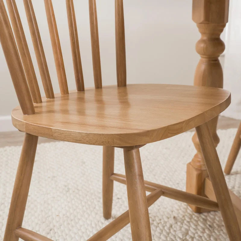 Natural Wood High Back Spindle Dining Chair - 225 lbs Capacity