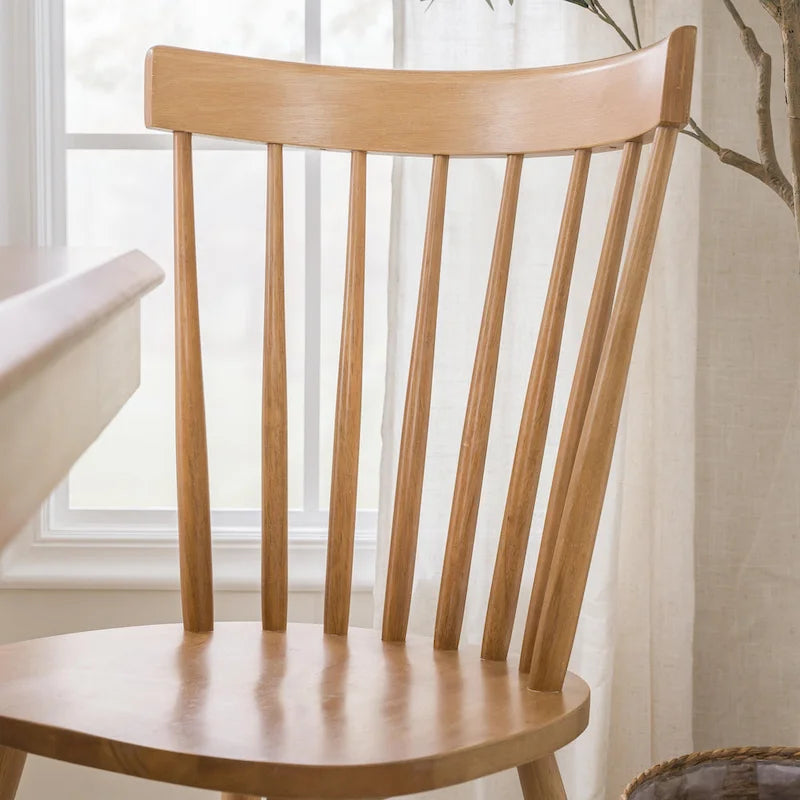 Natural Wood High Back Spindle Dining Chair - 225 lbs Capacity