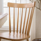 Natural Wood High Back Spindle Dining Chair - 225 lbs Capacity