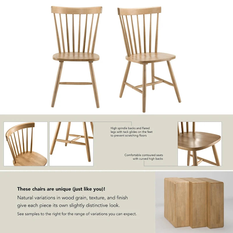 Natural Wood High Back Spindle Dining Chair - 225 lbs Capacity