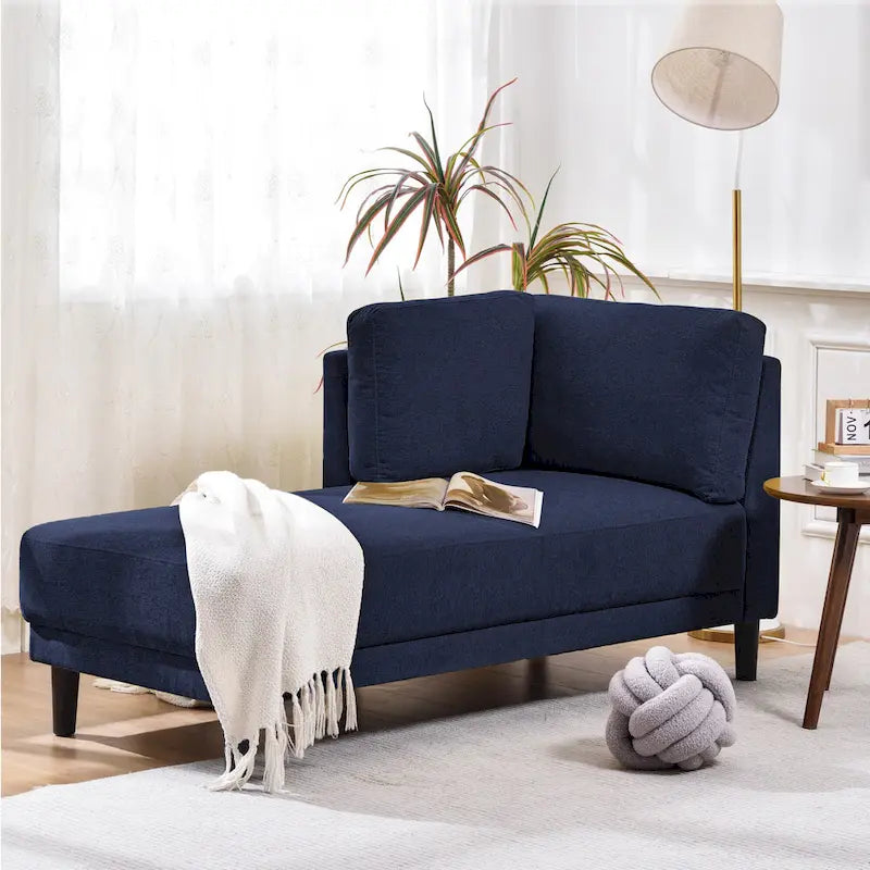 65  Modern Linen Corner Chaise Lounge with Removable Cushions, Sleeper Sofa Bed, Leisure Sofa, Upholstered Chaise Lounge