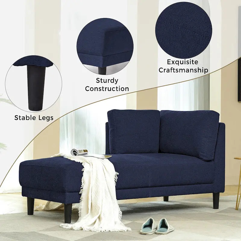 65  Modern Linen Corner Chaise Lounge with Removable Cushions, Sleeper Sofa Bed, Leisure Sofa, Upholstered Chaise Lounge
