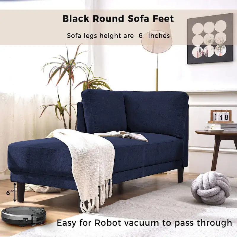 65  Modern Linen Corner Chaise Lounge with Removable Cushions, Sleeper Sofa Bed, Leisure Sofa, Upholstered Chaise Lounge