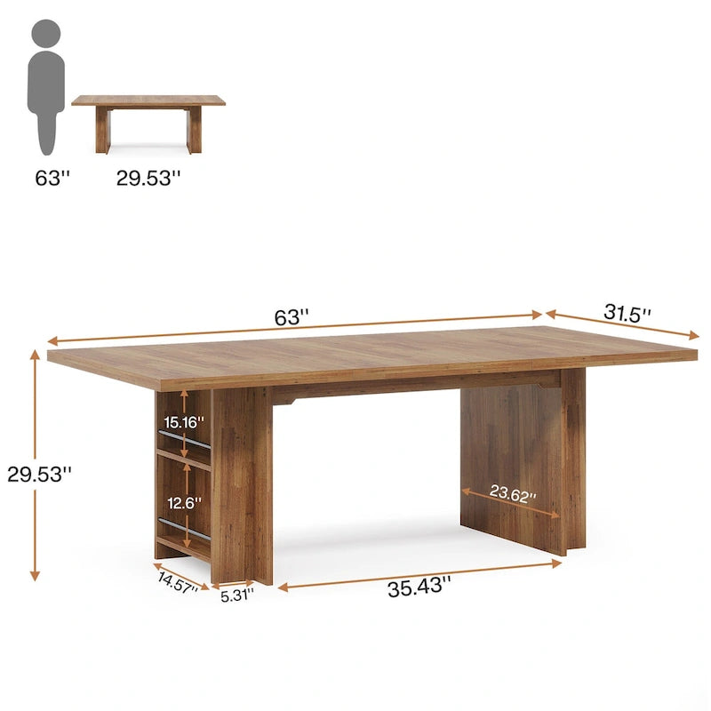 63 Inches Office Executive Desk with Storage