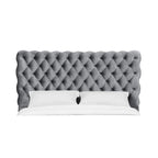 1pc Contemporary Upholstered King Bed Tufted Headboard and Footboard Bedroom Furniture Gray
