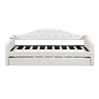 Beige Velvet Tufted Daybed with Trundle - Twin Size