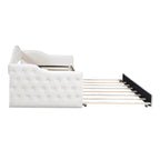 Beige Velvet Tufted Daybed with Trundle - Twin Size