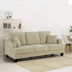85  Modern Corduroy Rectangle 3-seater Sofa with USB and 2 Pillows