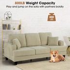 85  Modern Corduroy Rectangle 3-seater Sofa with USB and 2 Pillows