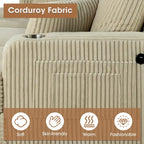 85  Modern Corduroy Rectangle 3-seater Sofa with USB and 2 Pillows