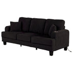 85  Modern Corduroy Rectangle 3-seater Sofa with USB and 2 Pillows