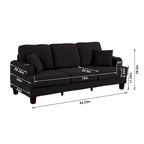 85  Modern Corduroy Rectangle 3-seater Sofa with USB and 2 Pillows