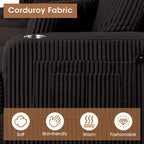 85  Modern Corduroy Rectangle 3-seater Sofa with USB and 2 Pillows