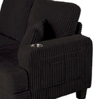85  Modern Corduroy Rectangle 3-seater Sofa with USB and 2 Pillows
