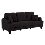 85  Modern Corduroy Rectangle 3-seater Sofa with USB and 2 Pillows