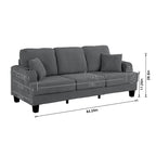85  Modern Corduroy Rectangle 3-seater Sofa with USB and 2 Pillows