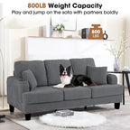 85  Modern Corduroy Rectangle 3-seater Sofa with USB and 2 Pillows