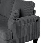 85  Modern Corduroy Rectangle 3-seater Sofa with USB and 2 Pillows