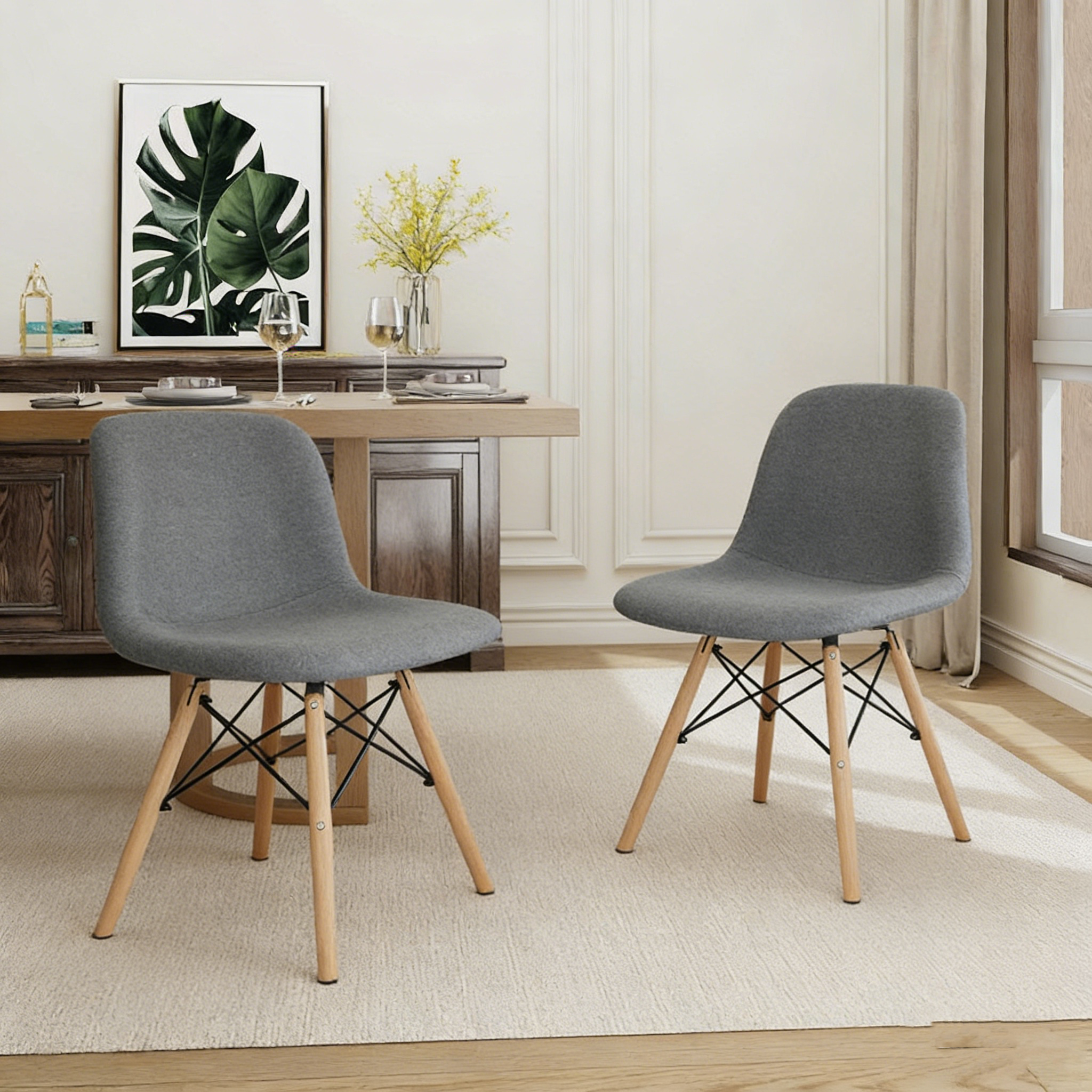 Haig Fabric Dining Chair, Beech Wood Legs, Single Seat