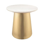 White Marble Side Table with Gold Base - Round 20" Diameter