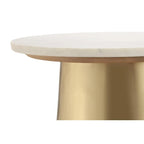 White Marble Side Table with Gold Base - Round 20" Diameter