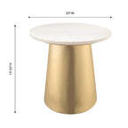 White Marble Side Table with Gold Base - Round 20" Diameter