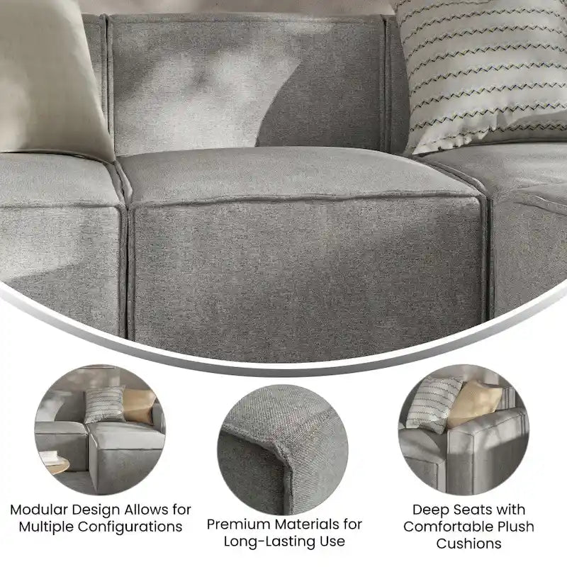 Contemporary Modular Sectional Sofa Armless Middle Chair - 36.75 D x 28.25 W x 28 H