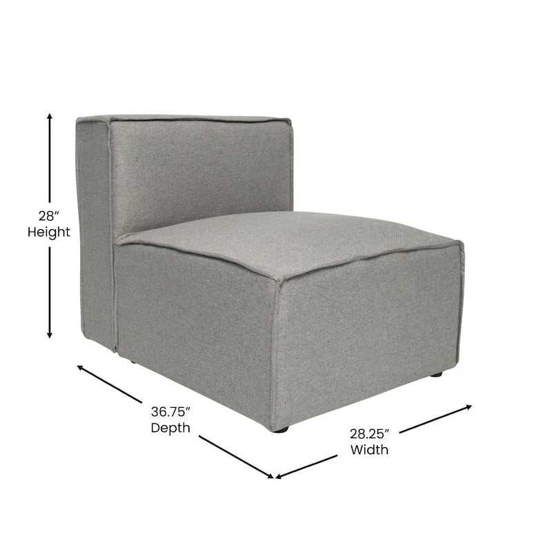 Contemporary Modular Sectional Sofa Armless Middle Chair - 36.75 D x 28.25 W x 28 H