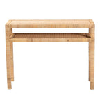 Light Honey Rattan Console Table with Acacia Wood Frame
