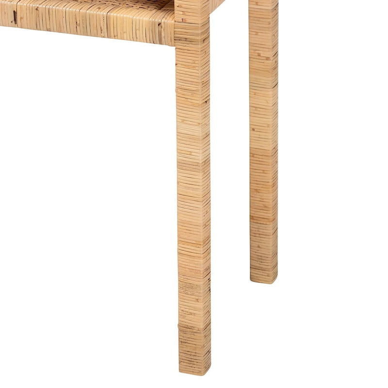 Light Honey Rattan Console Table with Acacia Wood Frame