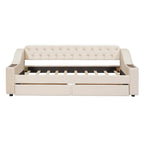 Twin Size Velvet Upholstered Daybed with Storage Armrests and USB Port