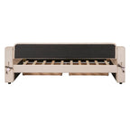 Twin Size Velvet Upholstered Daybed with Storage Armrests and USB Port