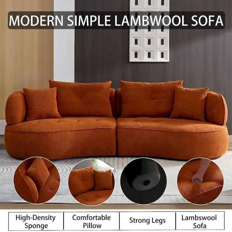 Sectional Sofa With Removable Pillows,Durable Fabric,Solid Wood Frame