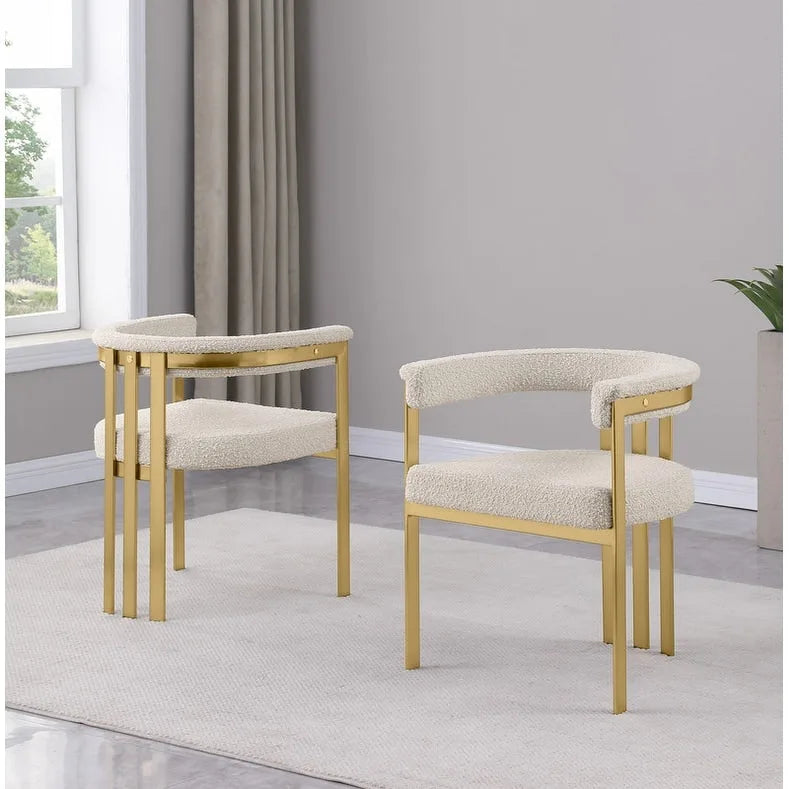 Best Quality Furniture Matte Brushed Gold Chrome Dining Chairs (Set of 2) - N/A