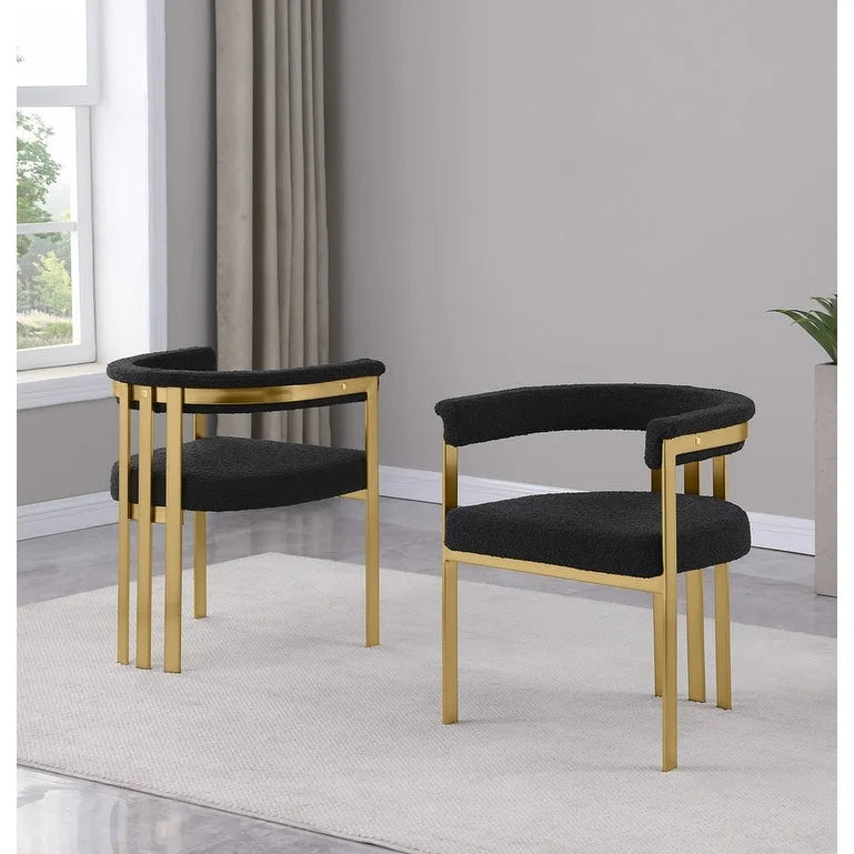 Best Quality Furniture Matte Brushed Gold Chrome Dining Chairs (Set of 2) - N/A