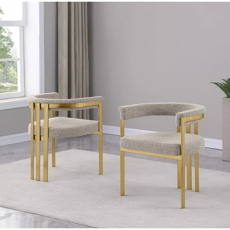 Best Quality Furniture Matte Brushed Gold Chrome Dining Chairs (Set of 2) - N/A