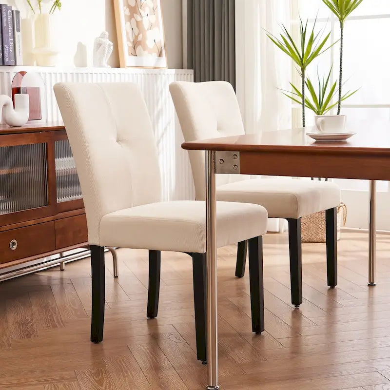 Set of 2 Fabric Upholstered Simple and Modern Design Tufted Back Dining Side Chair