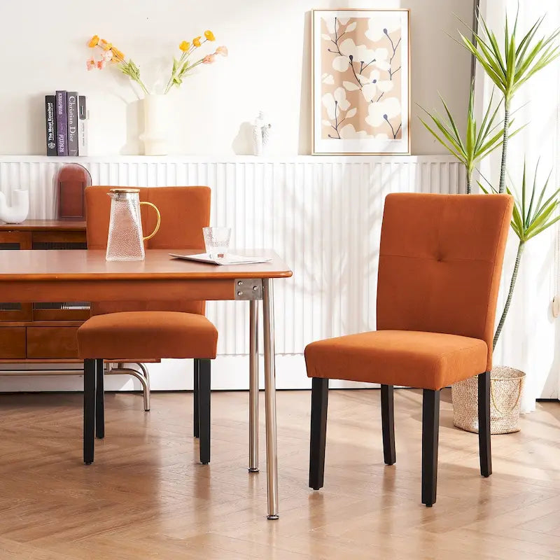 Set of 2 Fabric Upholstered Simple and Modern Design Tufted Back Dining Side Chair