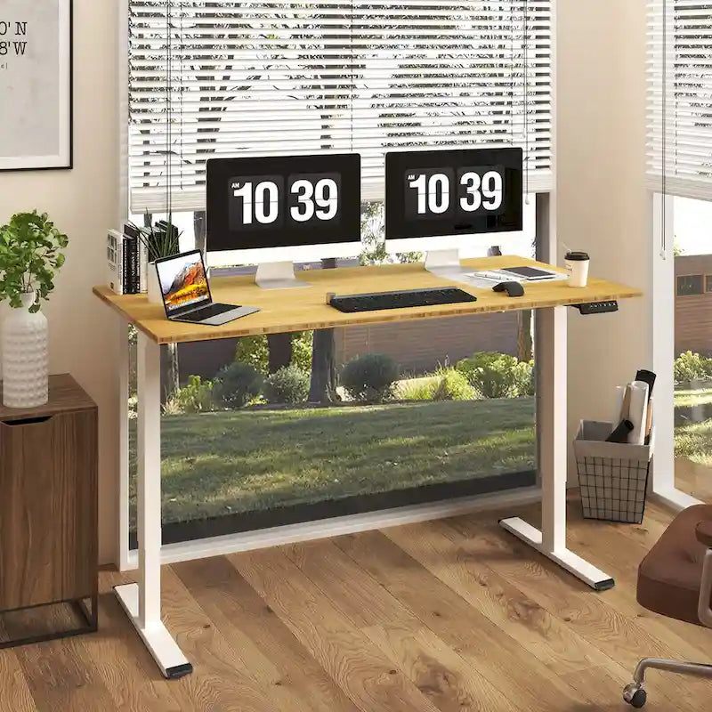 FlexiSpot 100% Bamboo Whole-Piece Desktop Ergonomic Electric Home Office Standing Desk Memory Controller