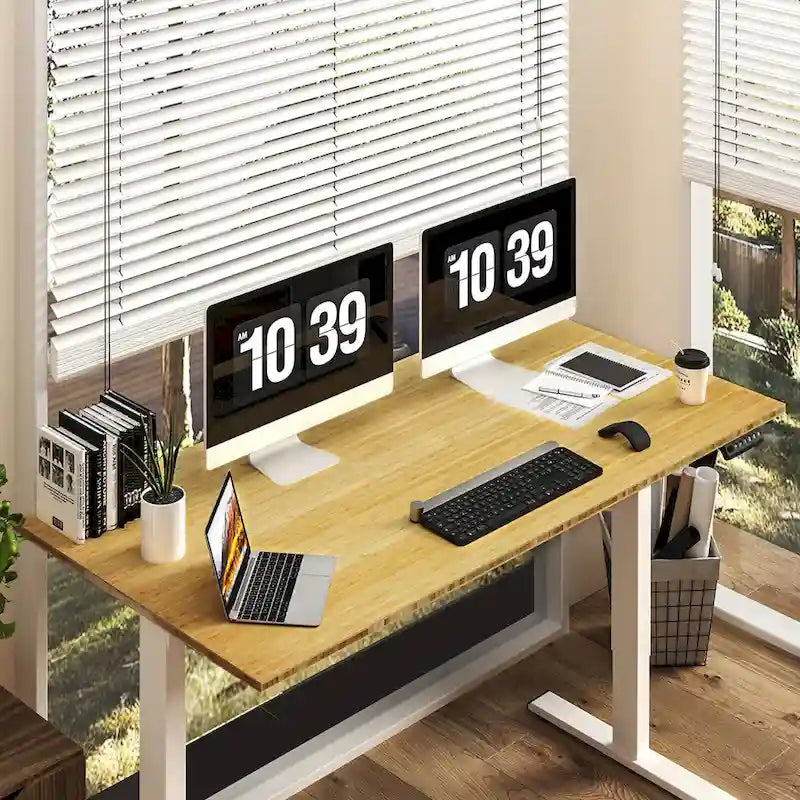 Bamboo Electric Height Adjustable Standing Desk - Single User