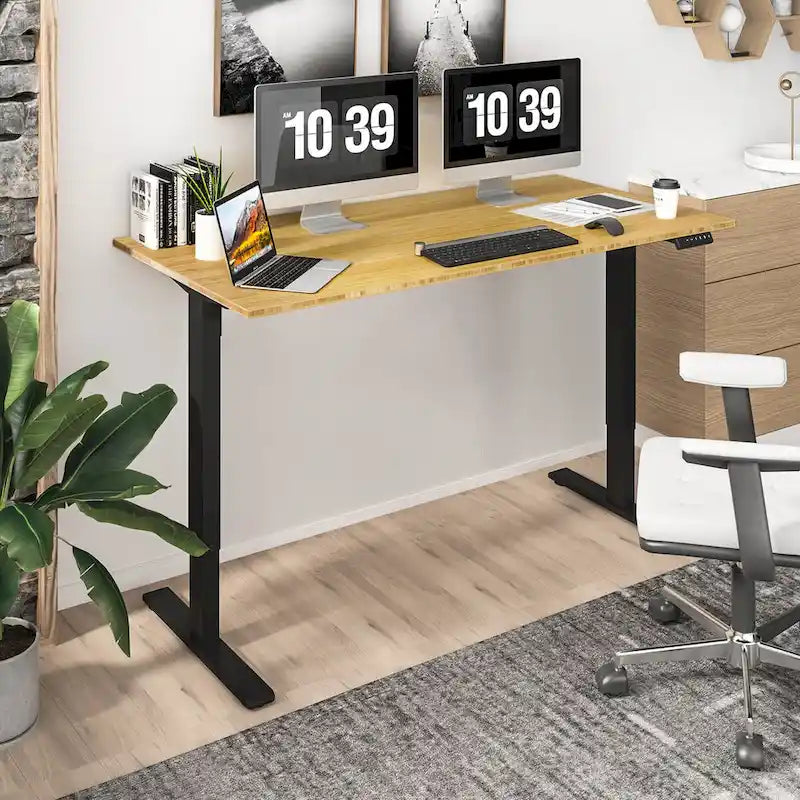 Bamboo Electric Height Adjustable Standing Desk - Single User