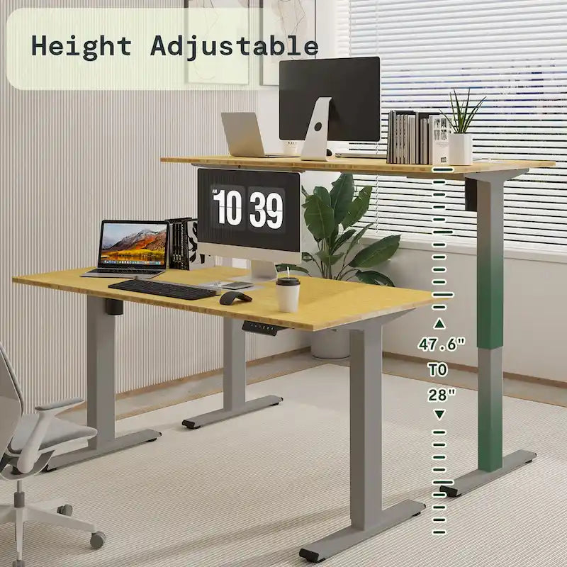 Bamboo Electric Height Adjustable Standing Desk - Single User