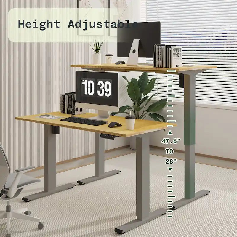 Bamboo Electric Height Adjustable Standing Desk - Single User