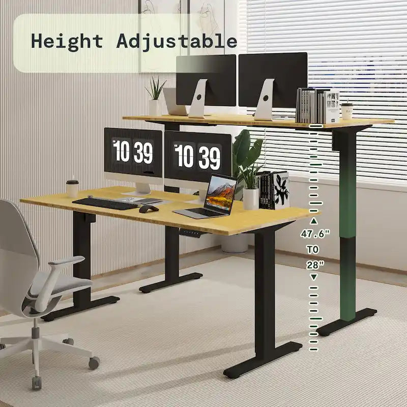 Bamboo Electric Height Adjustable Standing Desk - Single User
