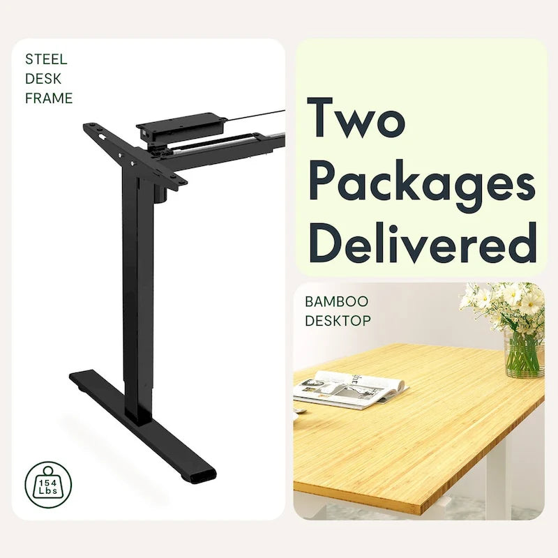 Bamboo Electric Height Adjustable Standing Desk - Single User