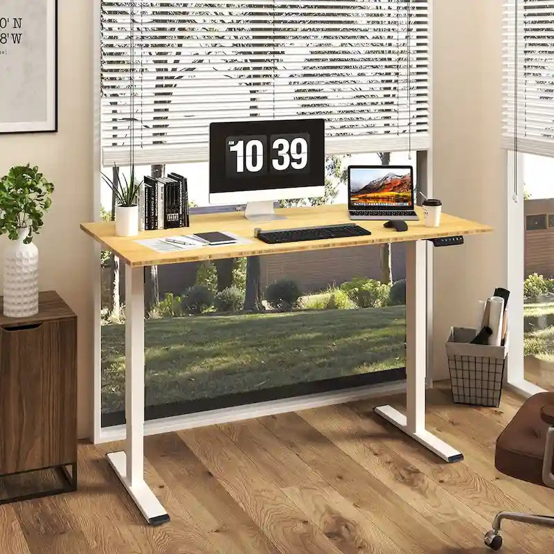 Bamboo Electric Height Adjustable Standing Desk - Single User